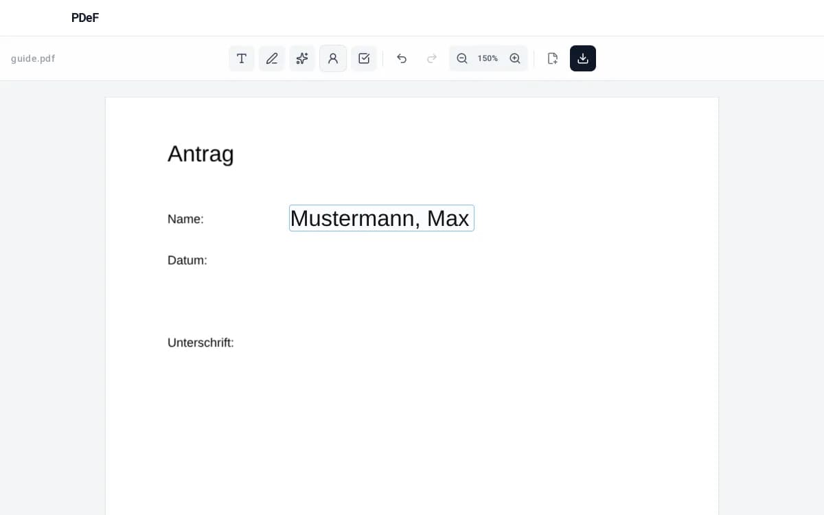 Gescanntes Formular per Klick ausfüllen